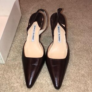 Brown Manolo Blahnik sling back